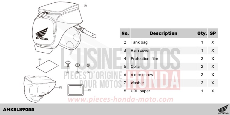 KIT,TANK BAG(3L) de Africa Twin DCT GRAND PRIX RED (R380B) 2023